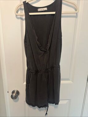 Boohoo Charcoal V-Neck Drawstring Mini Dress